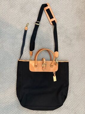 Dooney & Bourke Black Tote with Tan Leather Trim